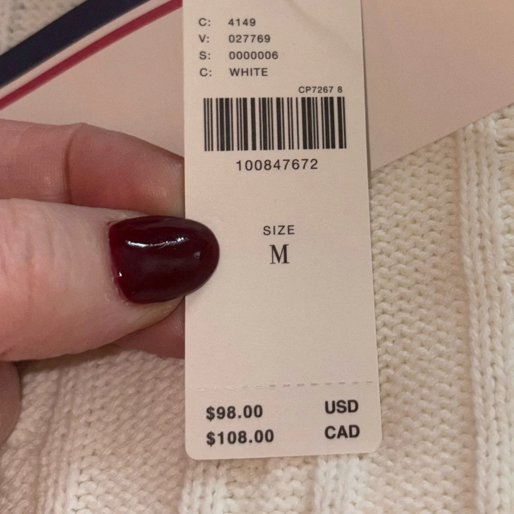 NWT Tretorn x Anthropologie Longline Short Sleeve Cardigan White Womens M Preppy - Picture 10 of 11